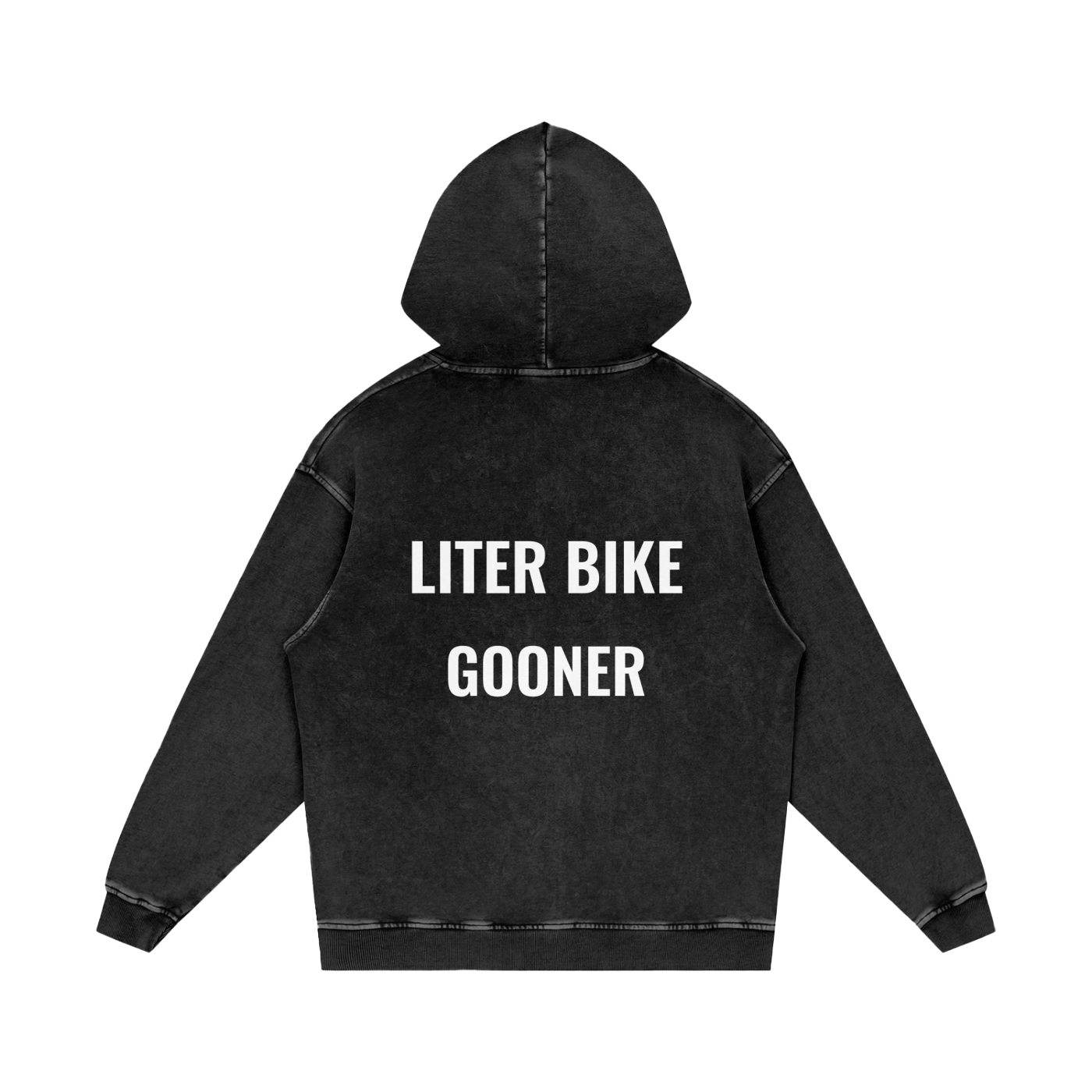"LITER BIKE GOONER" SNOW WASHED 100% COTTON HOODIE